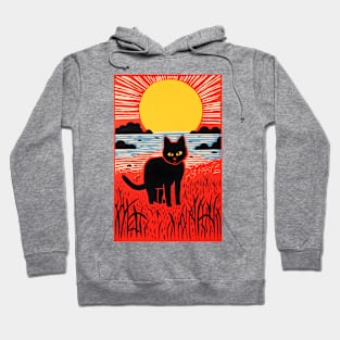 Riso-graphic Cat's Joyful Field Hoodie